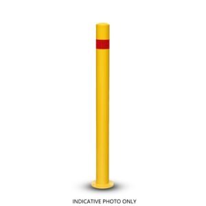 Yellow surface mounted safety bollard with fixing kit